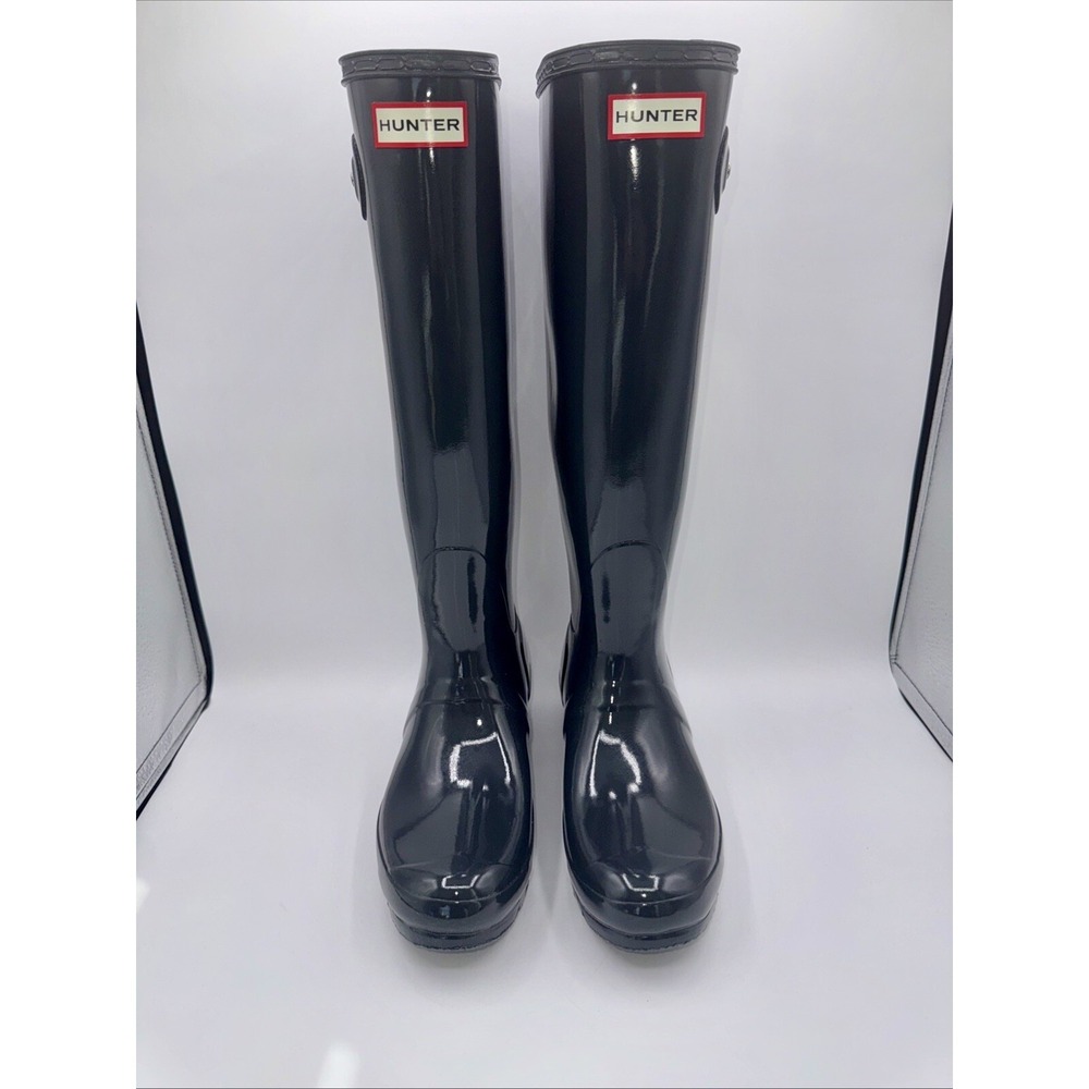 Hunter Original Tall Gloss Rain Boots Women's Size 8 Charcoal Gray - Picture 6 of 13